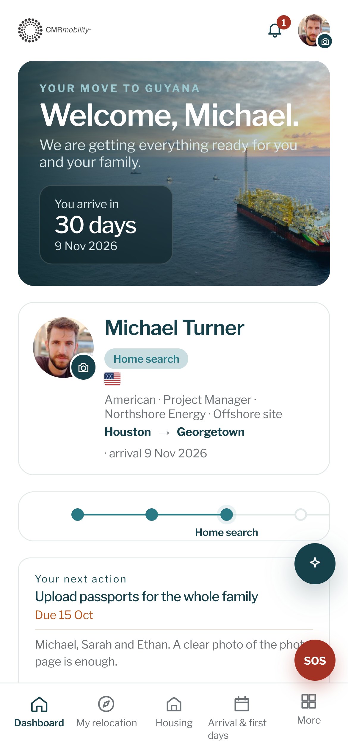 Client app home screen